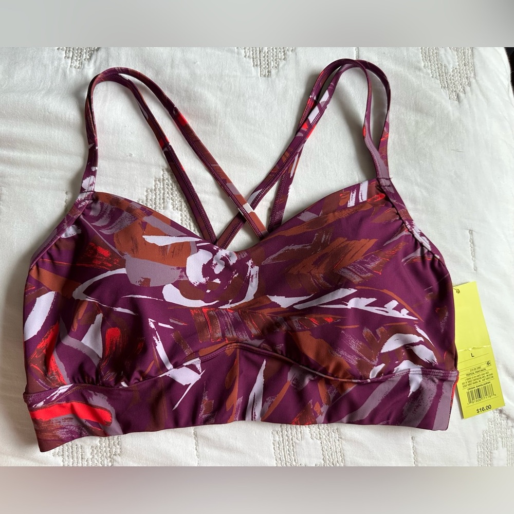 All In Motion Purple Print Sports Bra, L